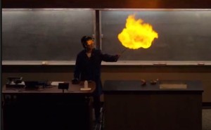 A firey demo that was part of the Chemistry Magic Show at UCD during Picnic Day.