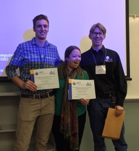 David Ricci (left) and Teresa Palazzo (right) receive their Student Travel Awards for attending the ACS WRM