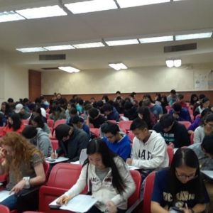 Students taking exam