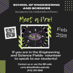 Volunteer at Sac School of Engineering & Sciences “Meet a Pro” Day